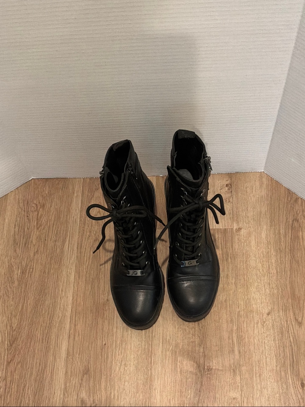 GBG Los Angeles Black Lace-Up Combat Boots